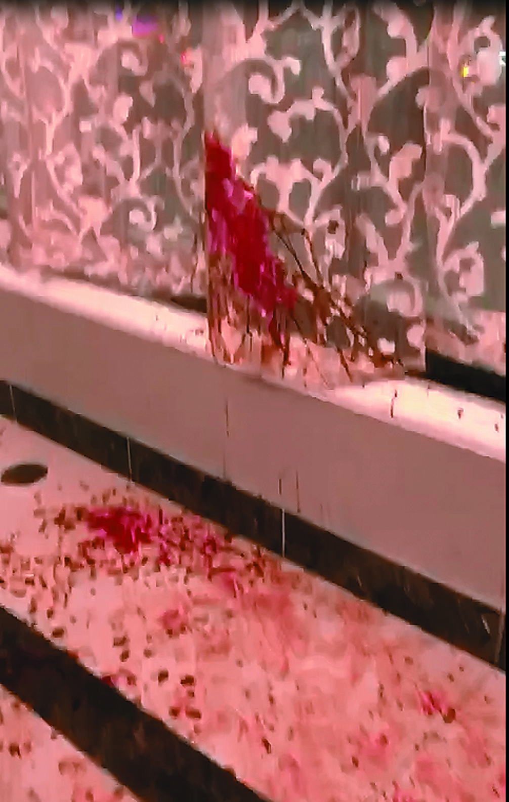 Bloody Scene inside the banquet hall where the stabbing took place
